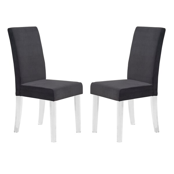 Armen Living Dalia Modern and Contemporary Dining Chair in Black Velvet with Acrylic Legs, PK2 LCDACHBL - main